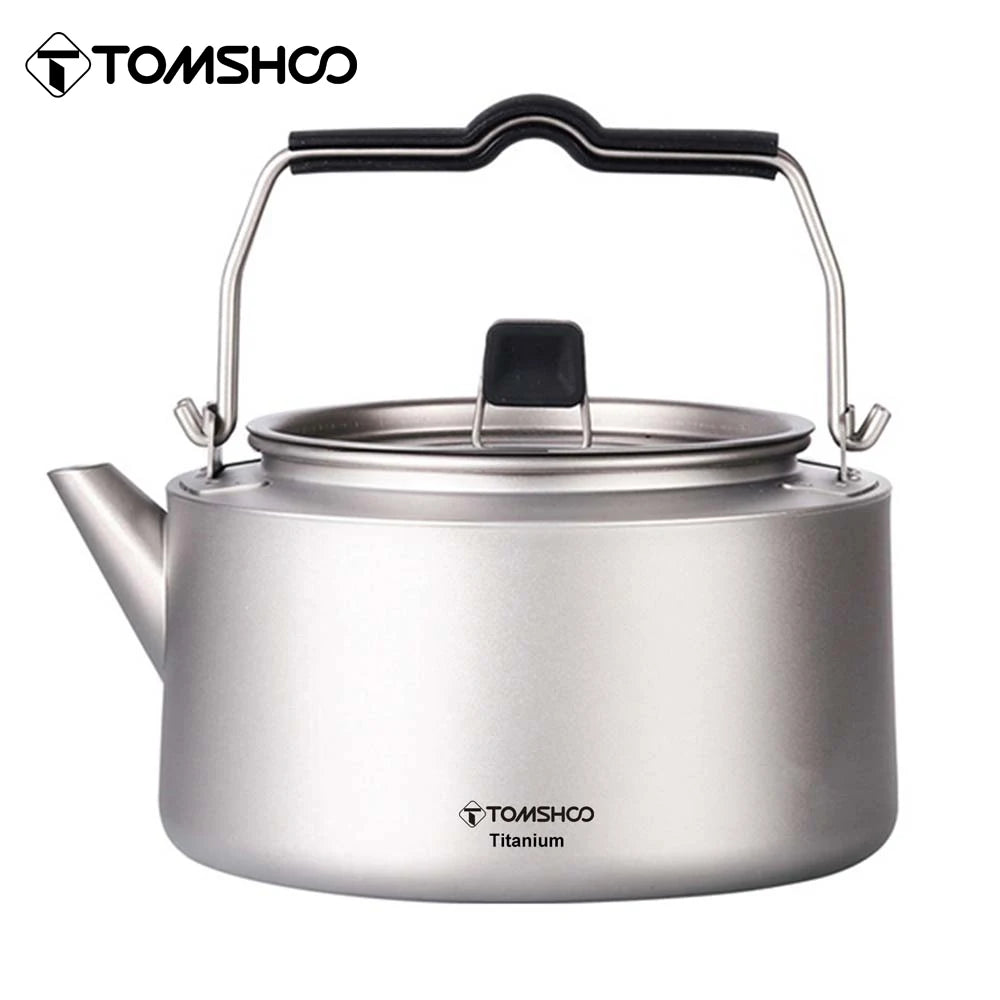 Tomshoo 600/1000ml Coffee Kettle Portable Ultralight Titainum Camping Water Kettle Outdoor Coffee Pot Teapot Home Hiking Picnic