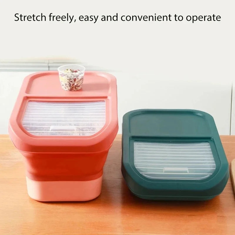 Collapsible Airtight Pet Food Storage Container With Sealed Lid