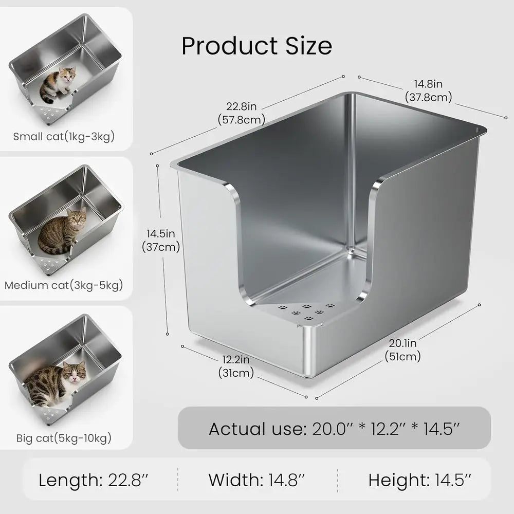 Stainless Steel Litter Box With Wheels