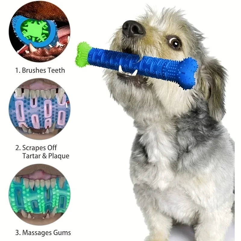 Dog Tooth Cleaning Chew Toy, Rubber Dental Massager & Grinding Stick for Teeth Cleaning, Pet Oral Health & Chewing