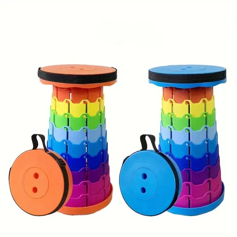1/2Pcs Upgraded Foldable Stool, Thickened, Portable Foldable Stool, Retractable Stool, Suitable for Fishing, Hiking, Barbecue, Parties, Outdoor Activities, Gardening, Rainbow Stool, Camping Gear