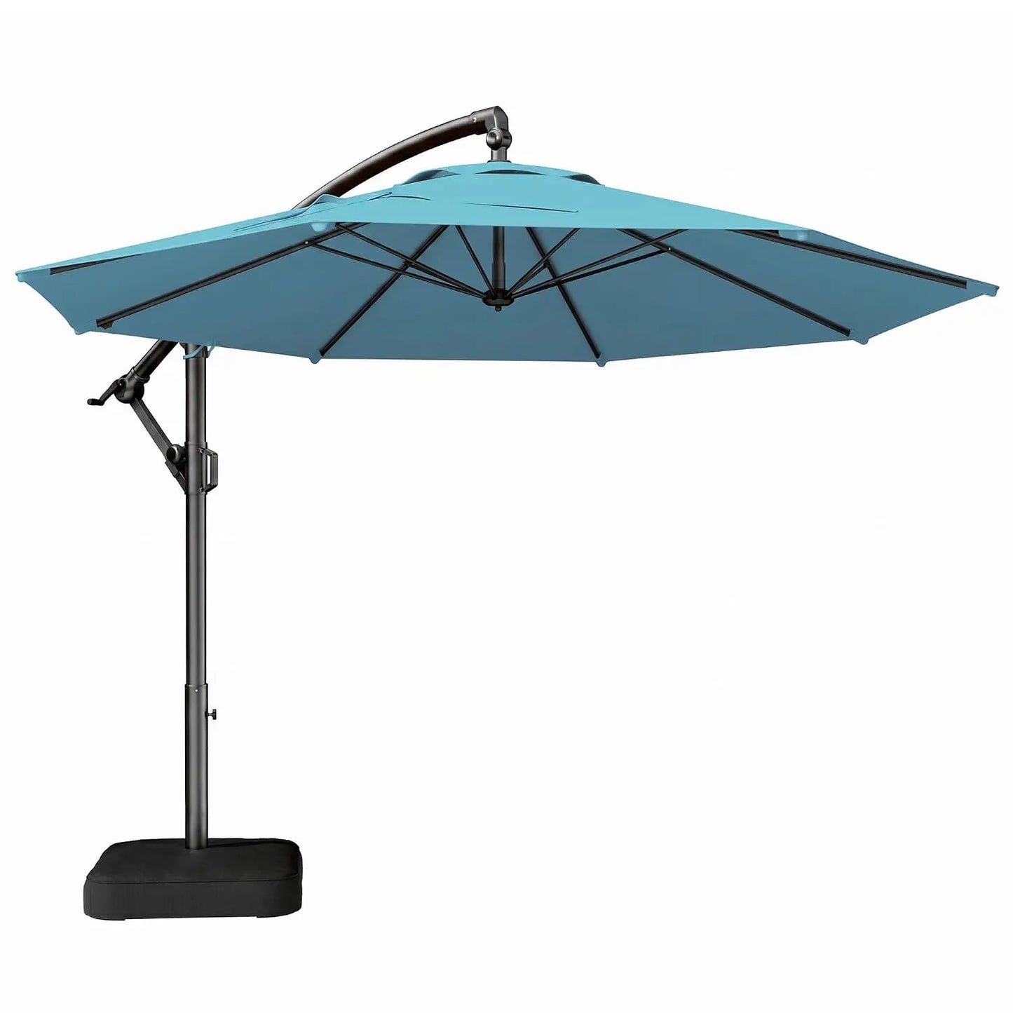 10ft Cantilever Patio Umbrella with Base Included, 30 MPH Wind-Resistant Offset Outdoor Hanging Umbrella with 45, Customized