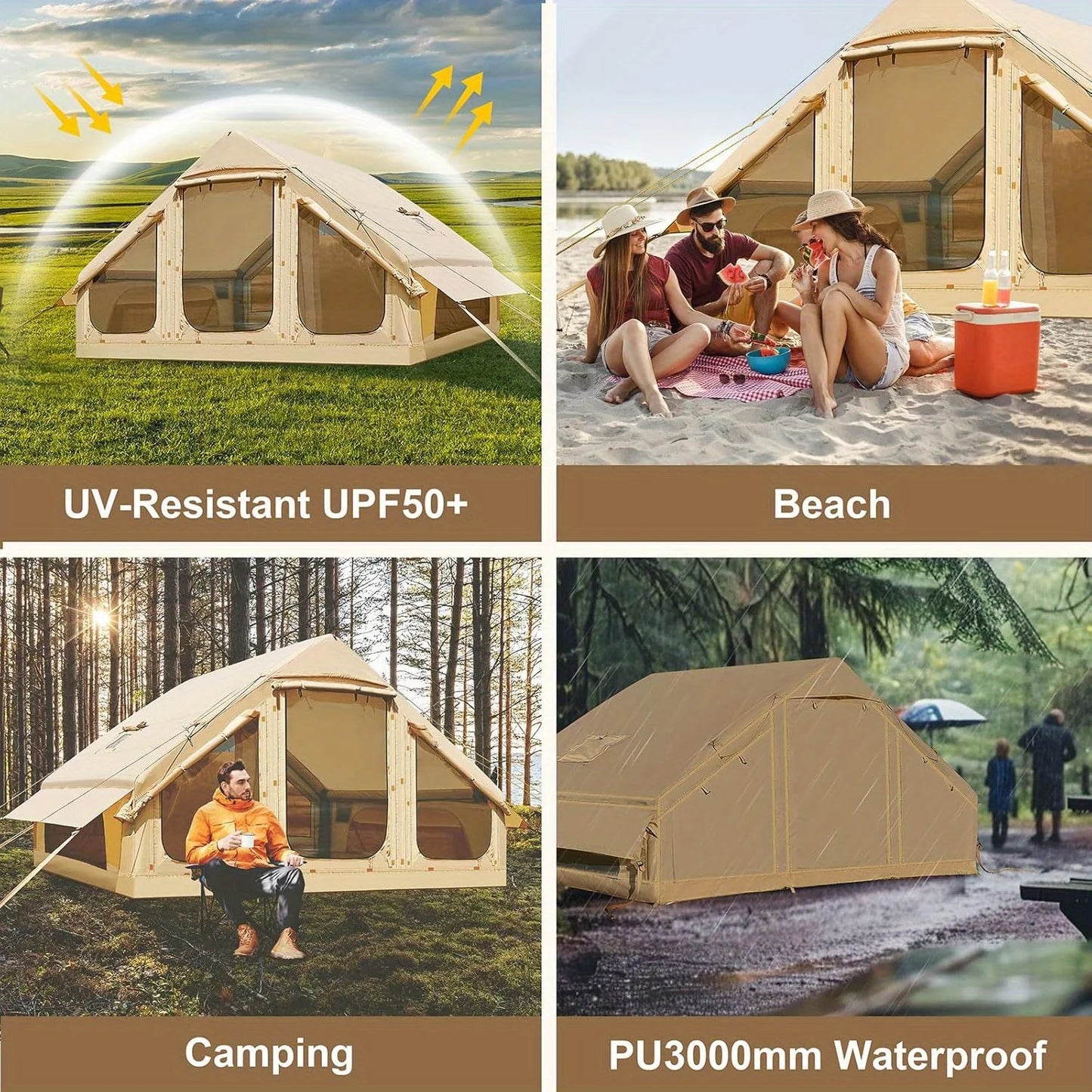 Inflatable Camping Tent For 4-6 People With Hand Pump