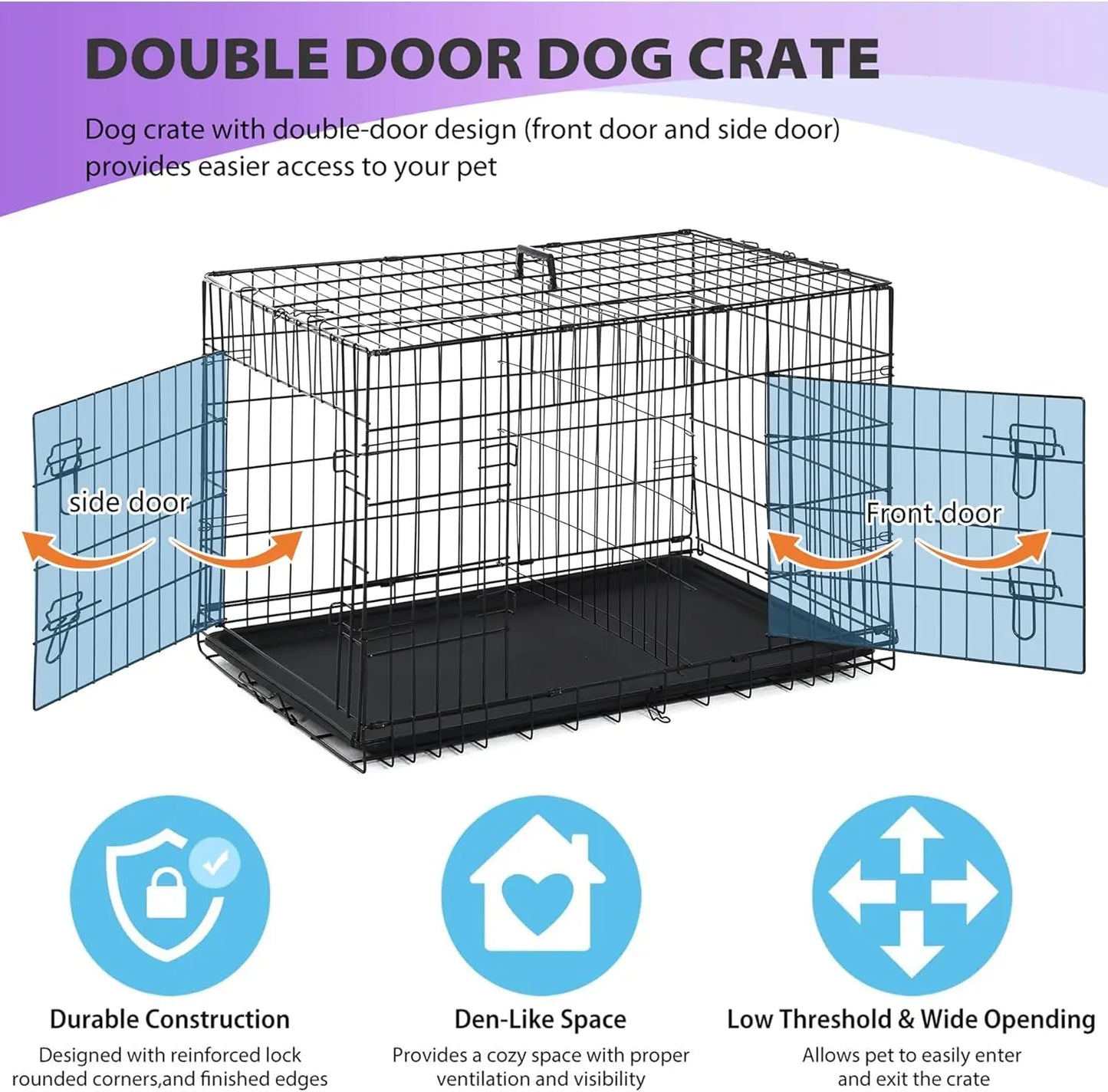 BestPet Foldable Dog Crate With Double Doors