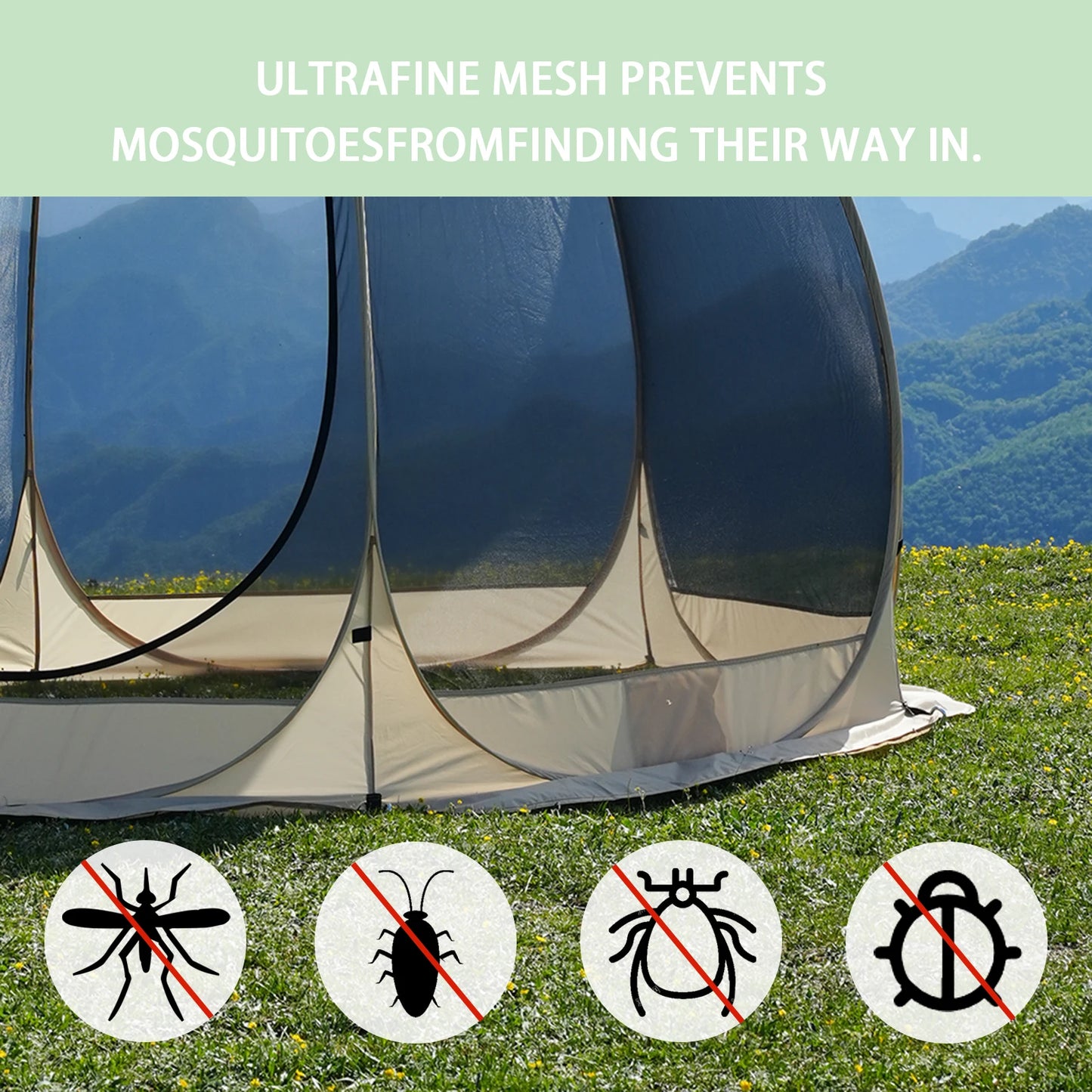 Pakicetus Family Pop Up Shelter With Mesh Walls Camping Tent