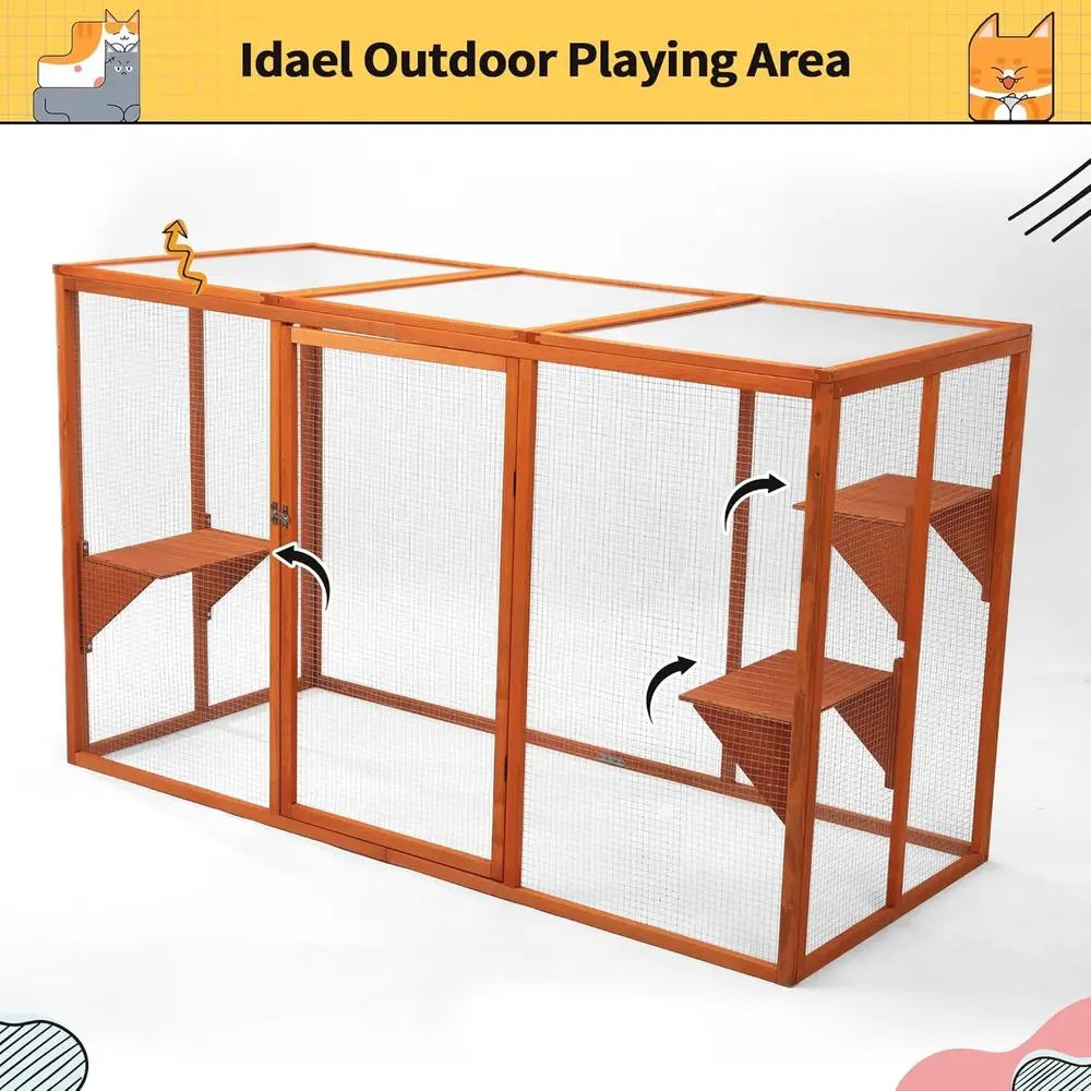 Outdoor Catio Enclosure With Waterproof Roof For Secure Pet Comfort