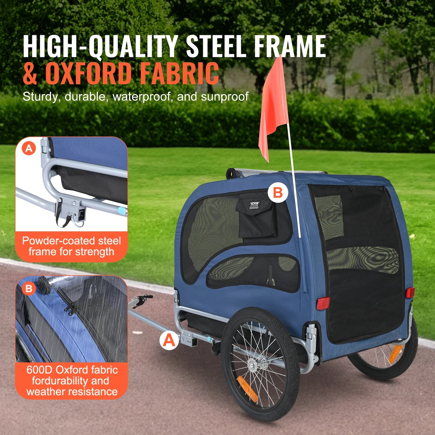 SucceBuy Pet Cart Bicycle Carrier Dog Trailer With Coupler Reflectors
