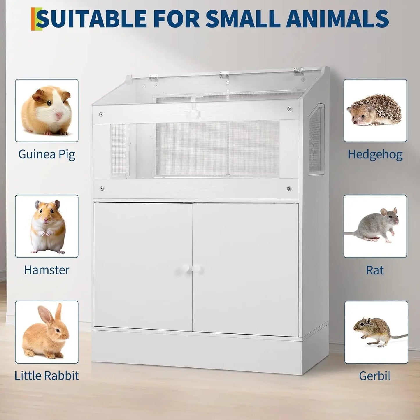 HiMISS Hamster Cage With Storage Cabinet And Acrylic Panels