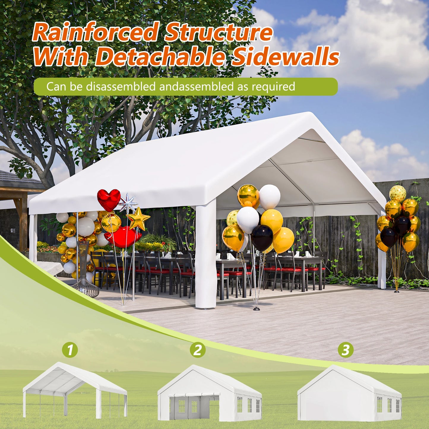 Outdoor Party Tent Canopy With Removable Sidewalls Storage Bags