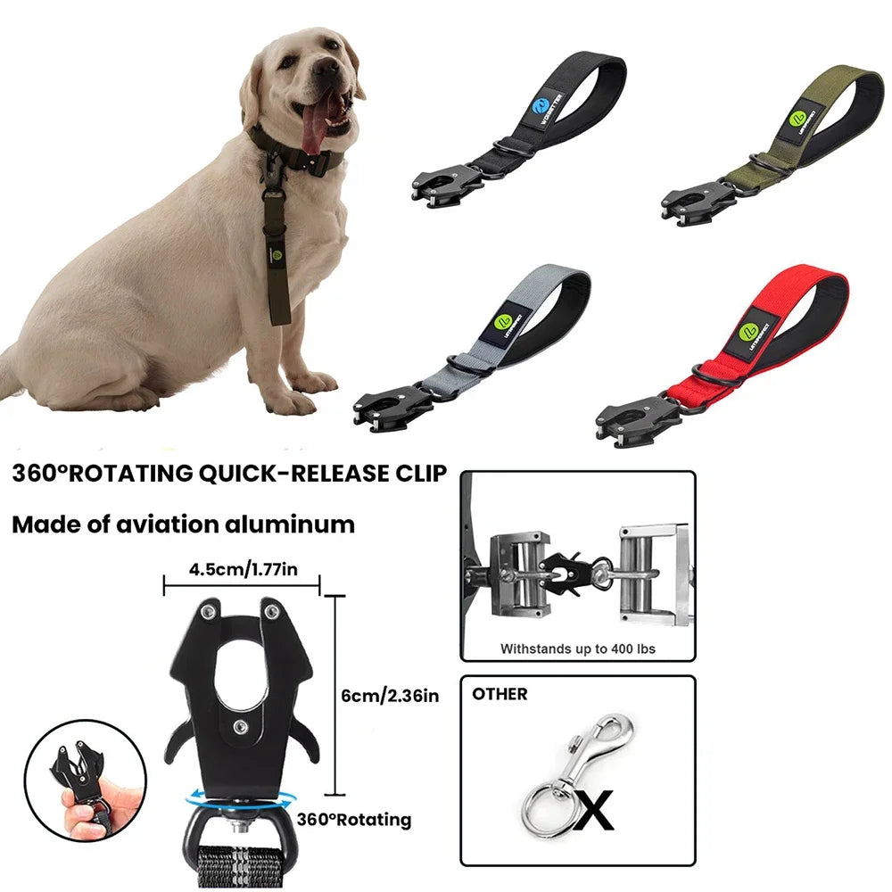 Nylon Short Traffic Leash With Padded Handle Reflective For Training