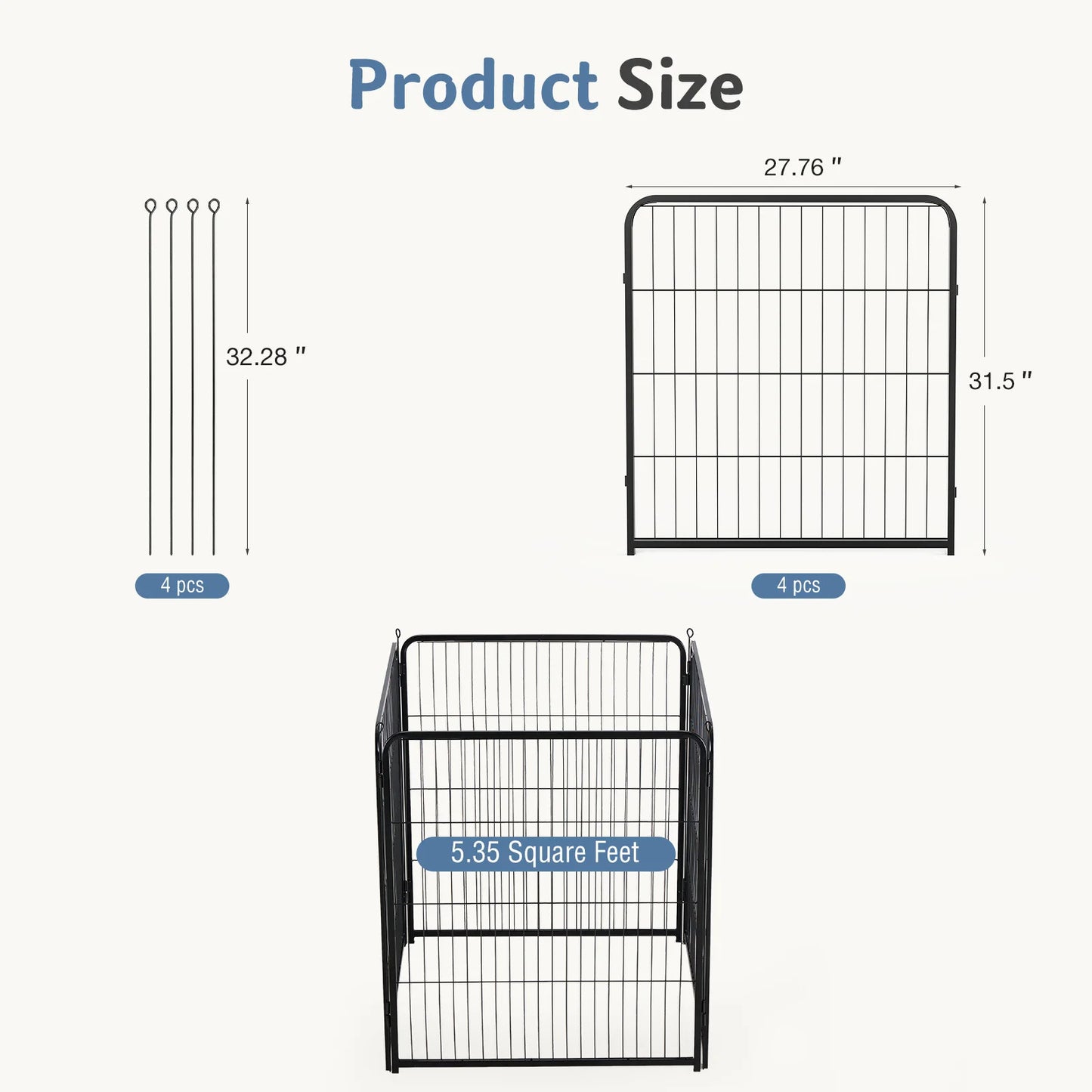JHK Foldable Metal Dog Playpen For Indoor Outdoor Use