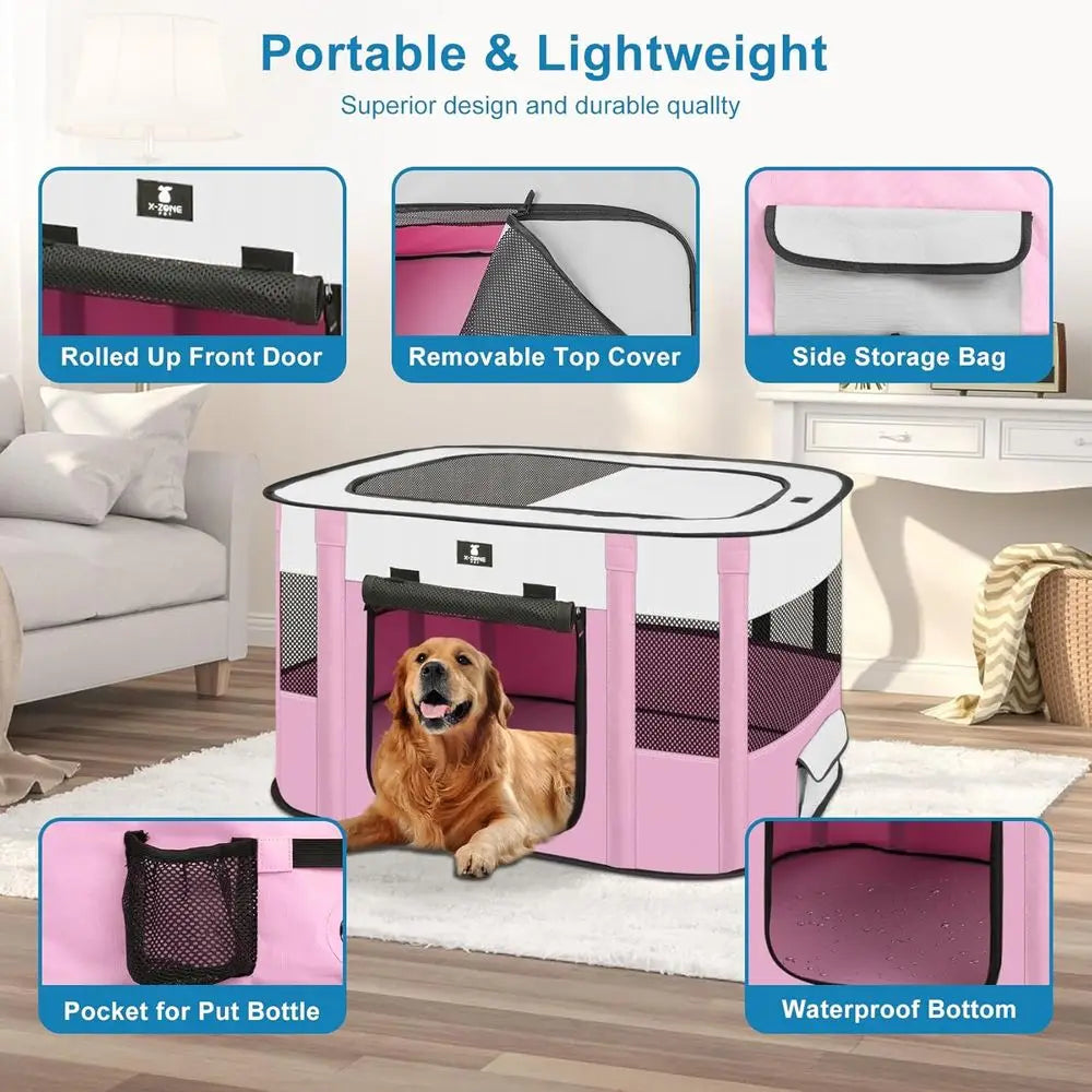 Portable Pet Play Pen Tent Cage For Indoor Outdoor Use