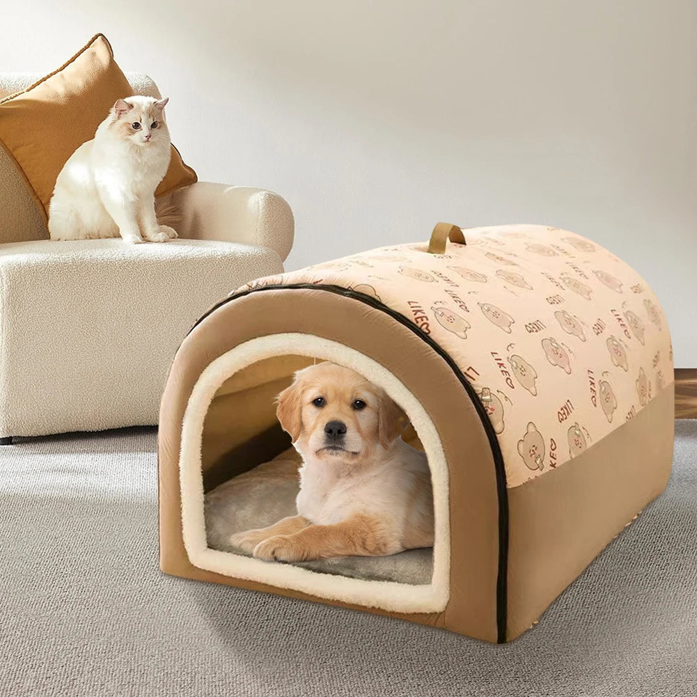 Warm Winter Dog House Mat Washable Dog Kennel Detachable Dog Cave Shelter Comfortable Large Dog Bed House Dogs Cats Pet Supplies