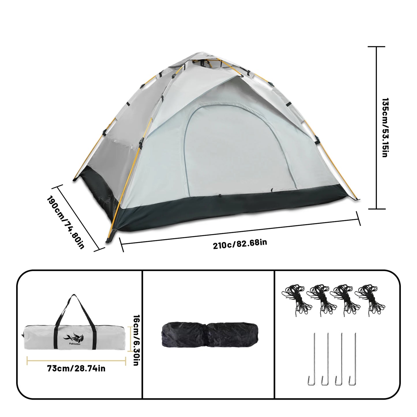 Pakicetus Windproof Camping Tent Easy To Set Up Lightweight
