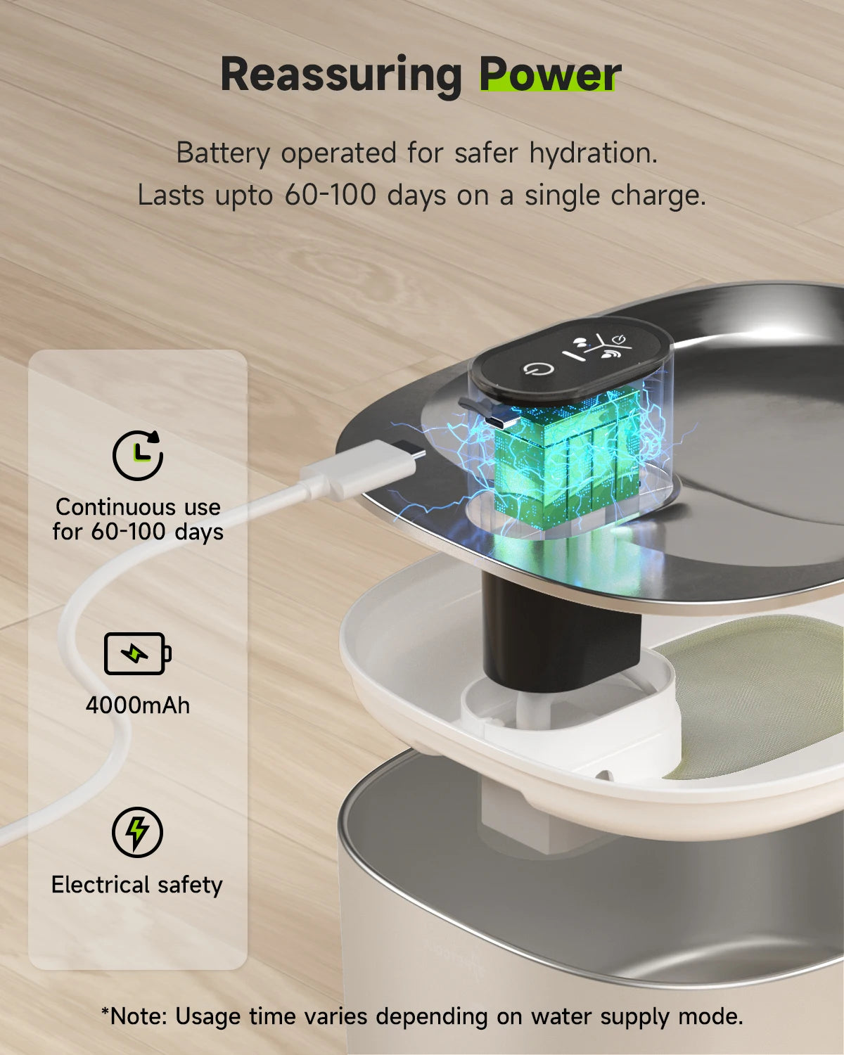 APD APETDOLA Wireless Cat Water Fountain Stainless Steel