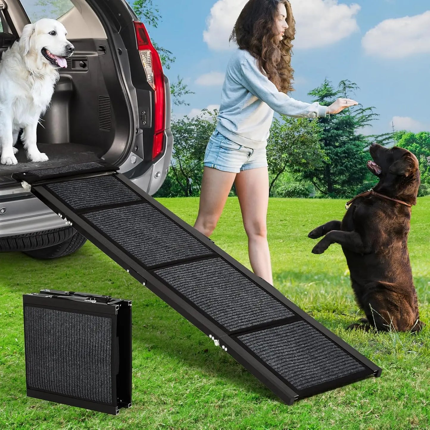 HiMISS Upgraded Folding Dog Ramp for Cars