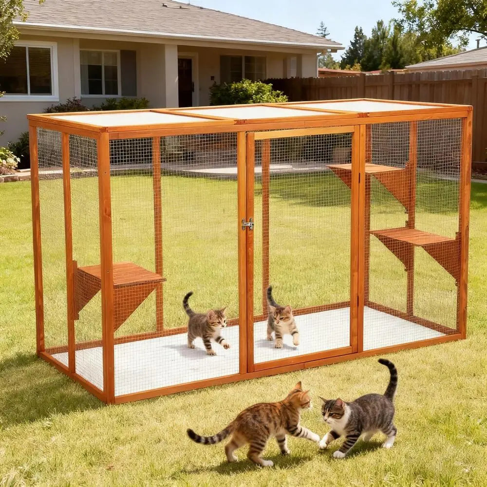 Outdoor Catio Enclosure With Waterproof Roof For Secure Pet Comfort