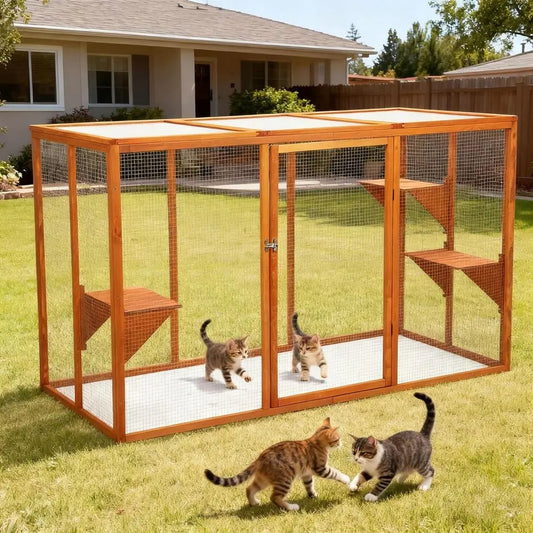 Outdoor Catio Enclosure With Waterproof Roof For Secure Pet Comfort