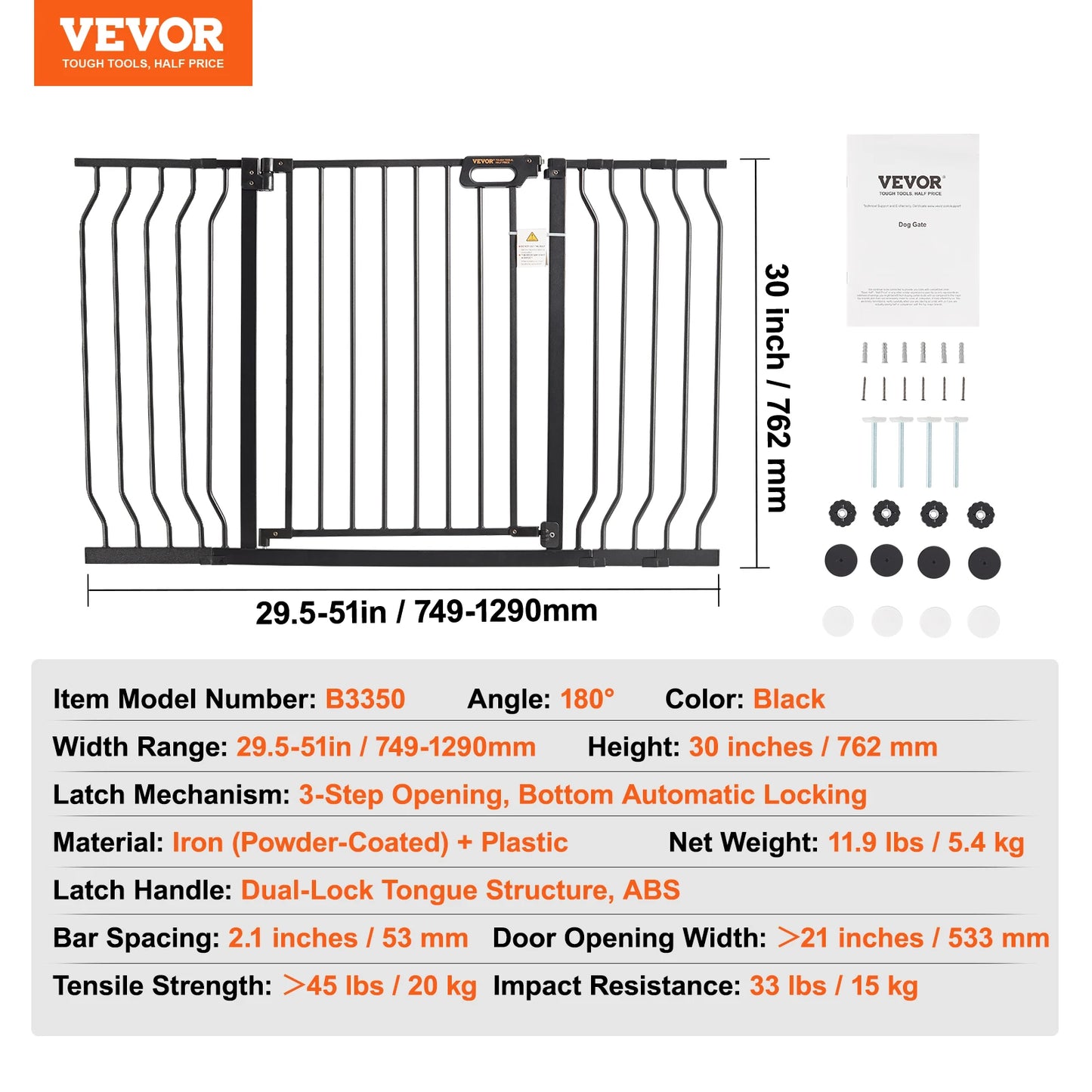 SucceBuy Baby Gate With Pressure Mount Walk Through