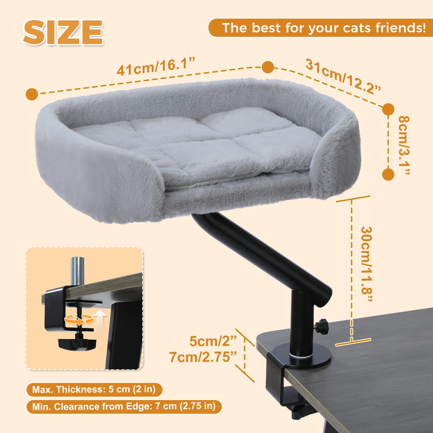 PAWZ Road Cat Desk Bed With 360 Degree Rotatable Stand For Indoor Cats
