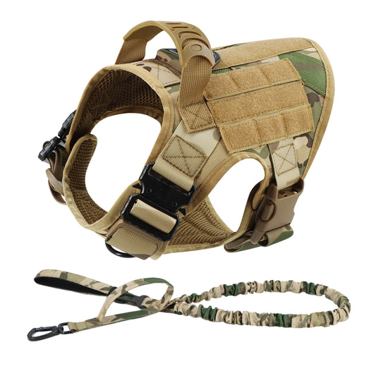 PETRAVEL CN Tactical Dog Harness Leash Set For Large Dogs No Pull Vest Military