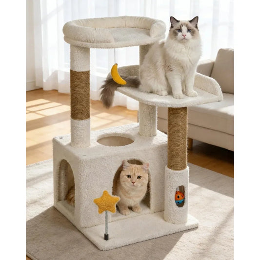 NBVCX Compact Cat Tree With Condo And Scratching Posts