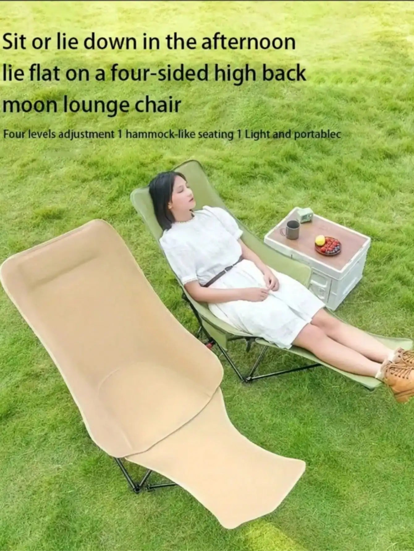 3-Position Adjustable Outdoor Folding Chair - Portable Camping & Beach Lounge Chair With 3-Level Reclining Positions, Lightweigh
