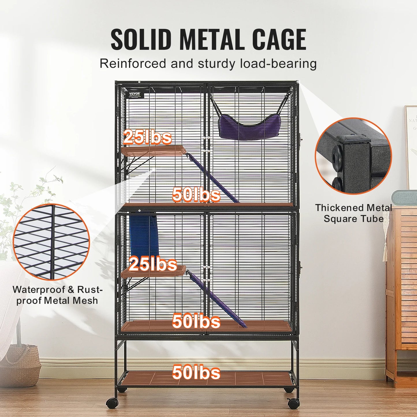 SucceBuy Rolling Metal Ferret Cage Four Tier Critter Nation Cage
