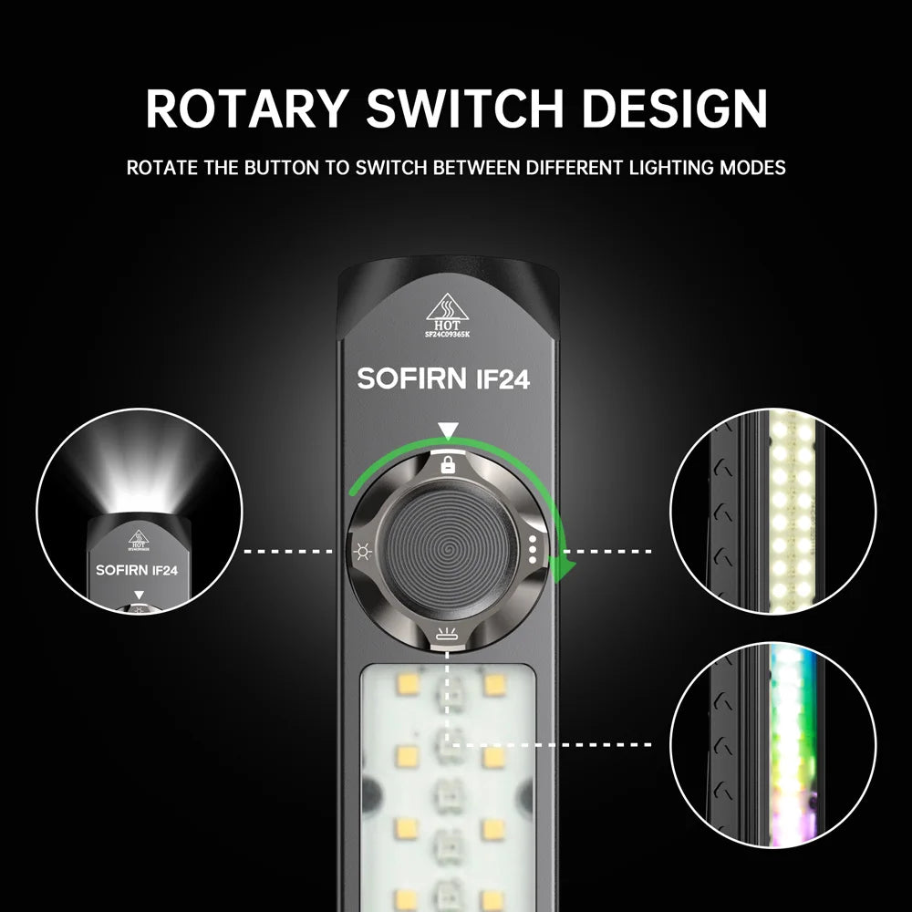 Sofirn IF24 2000 Lumen RGB Rechargeable Aluminum Tactical Flashlight