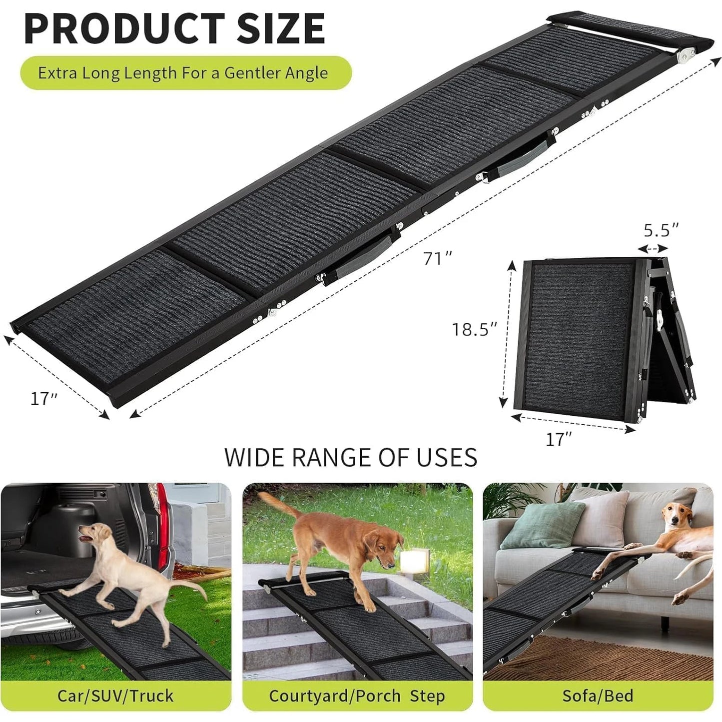 HiMISS Upgraded Folding Dog Ramp for Cars