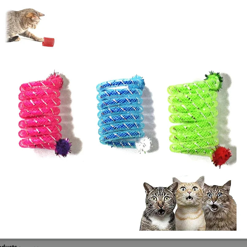 Interactive Spring Cat Toy Featuring Bite Resistant Wool Ball