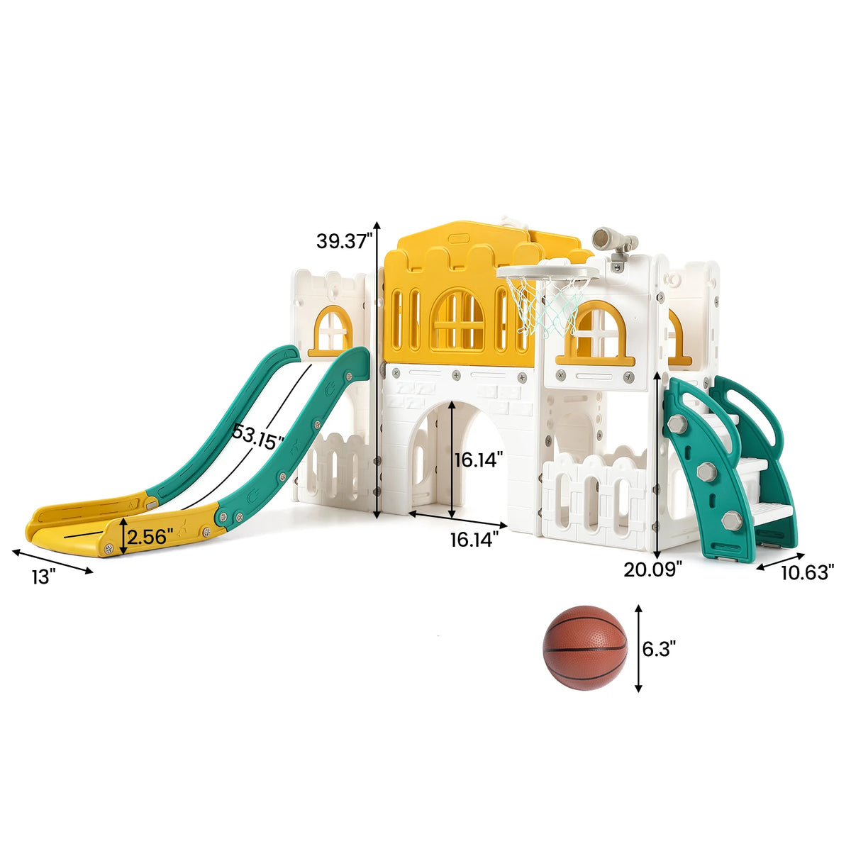 8 in 1 Indoor Toddler Slide with Basketball Hoop