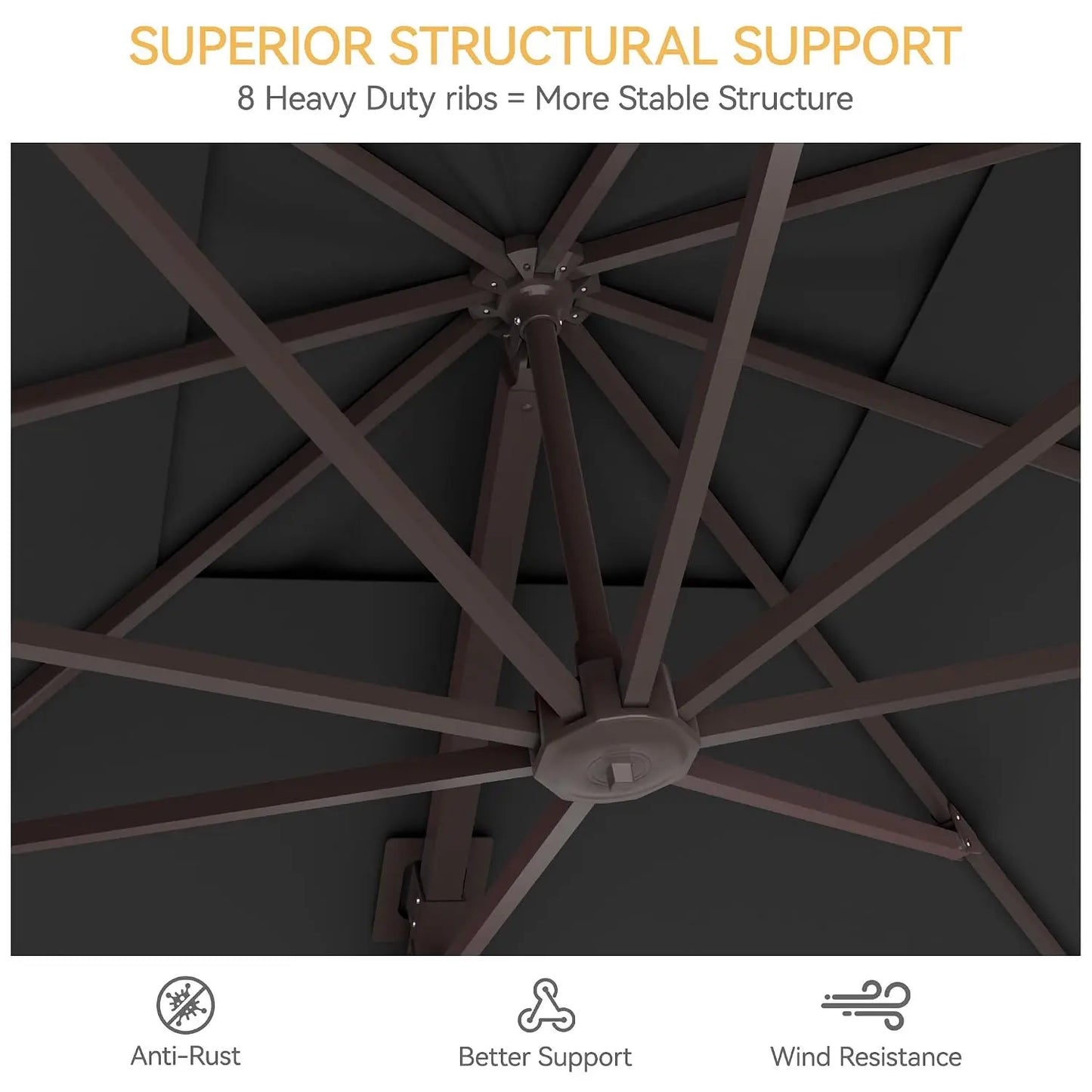 9'x12' Heavy Duty Double Top Rectangular 360° Rotatable Offset Cantilever Patio Umbrella, Customized