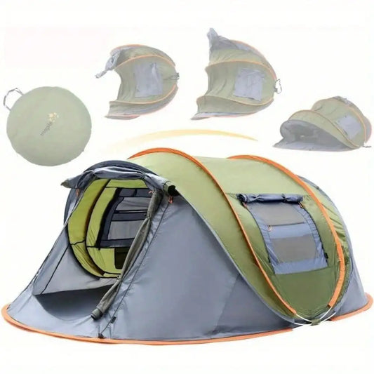 Camping Tent 4-Person Pop-Up With 2 Doors UPF50+ Waterproof
