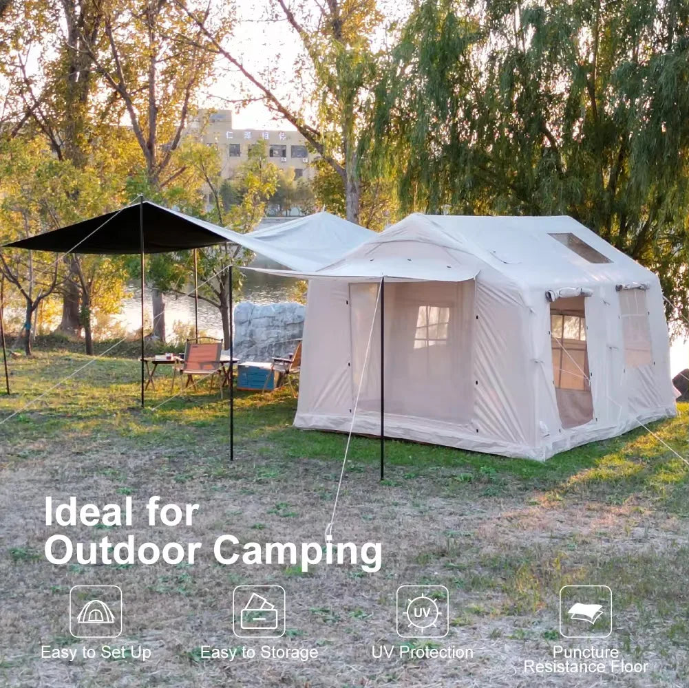 Inflatable Camping Tent With Pump Easy Setup Glamping Four Season