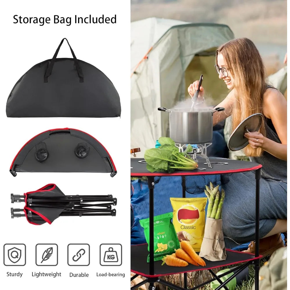 XIUWO Portable Folding Camping Table With Cup Holders