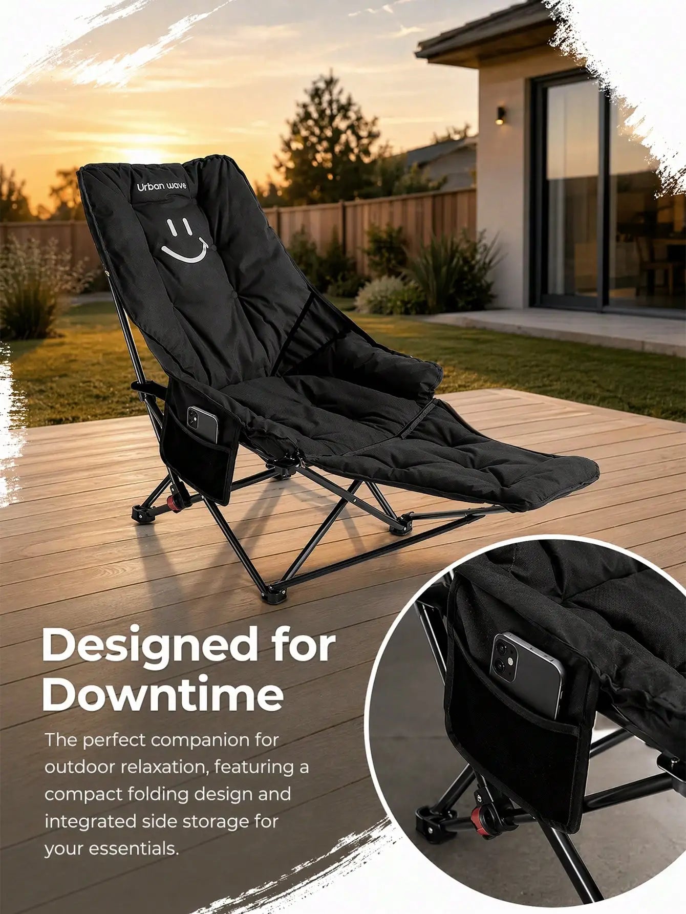 2-In-1 Reclining Camping Chair With Footrest For Adults