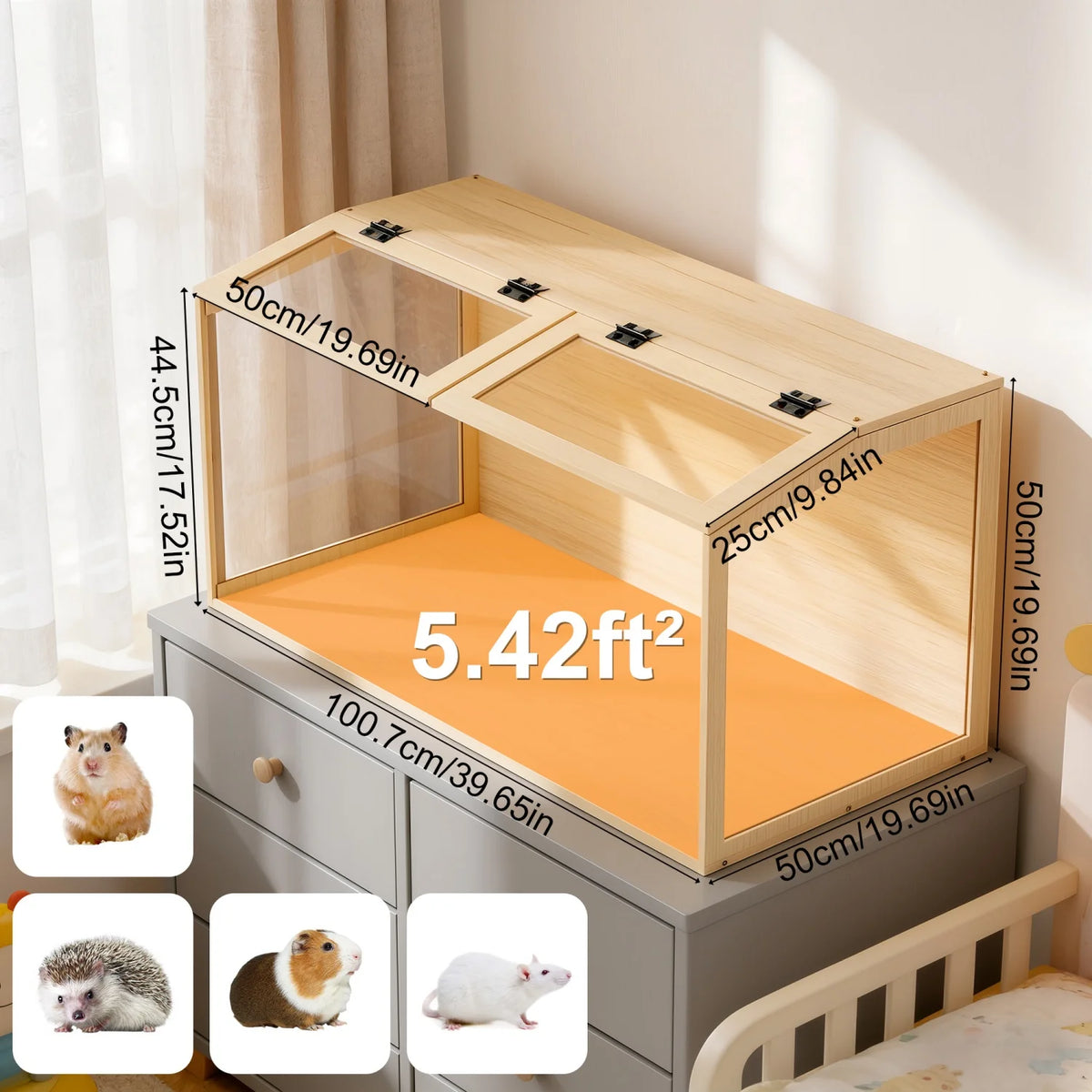 Wooden Hamster Habitat With Dual Access Doors And Integrated Lighting