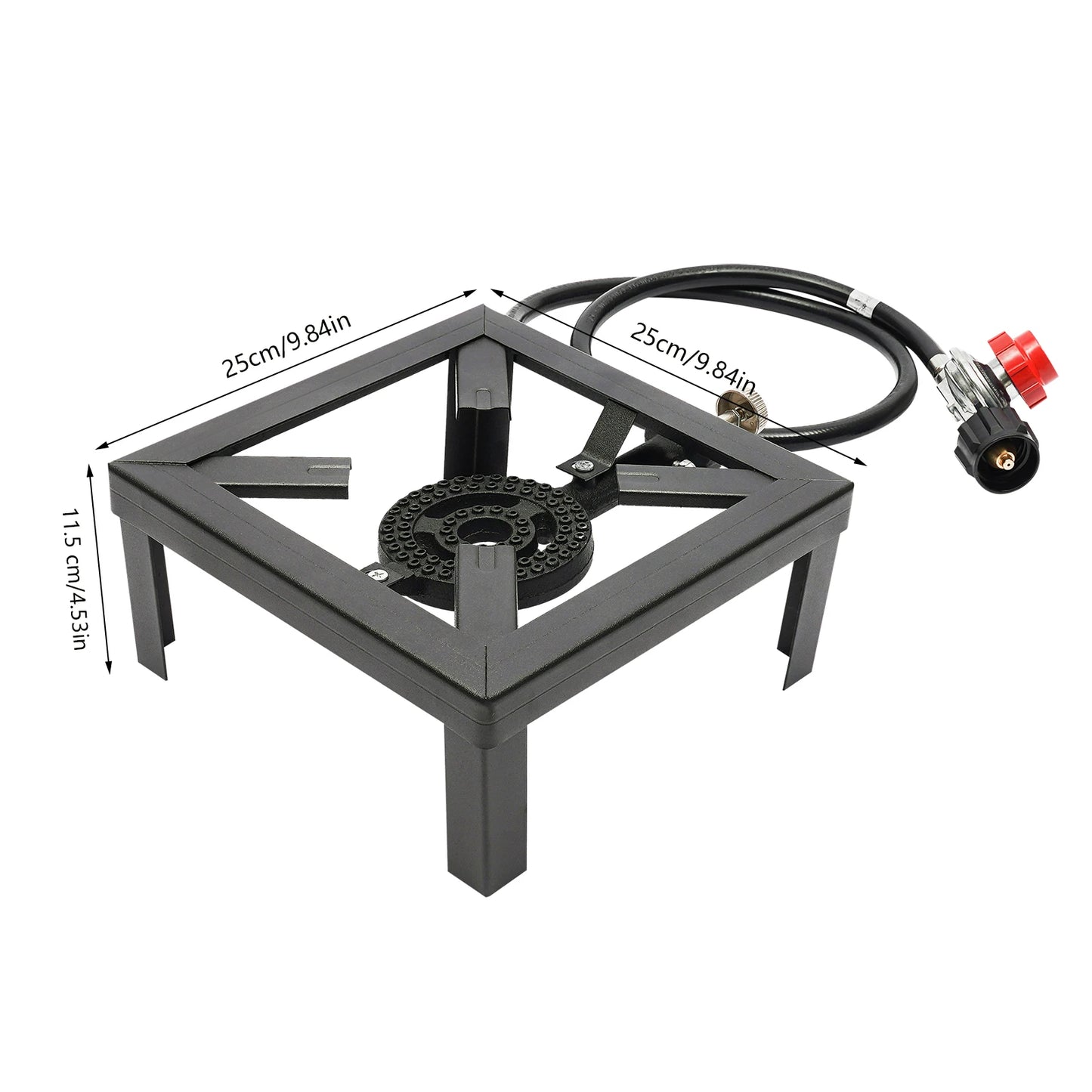 8000W Portable Single Burner Outdoor Gas Stove Propane Cooker with Adjustable 0-20Psi Regulator Hose for Patio Camping Black