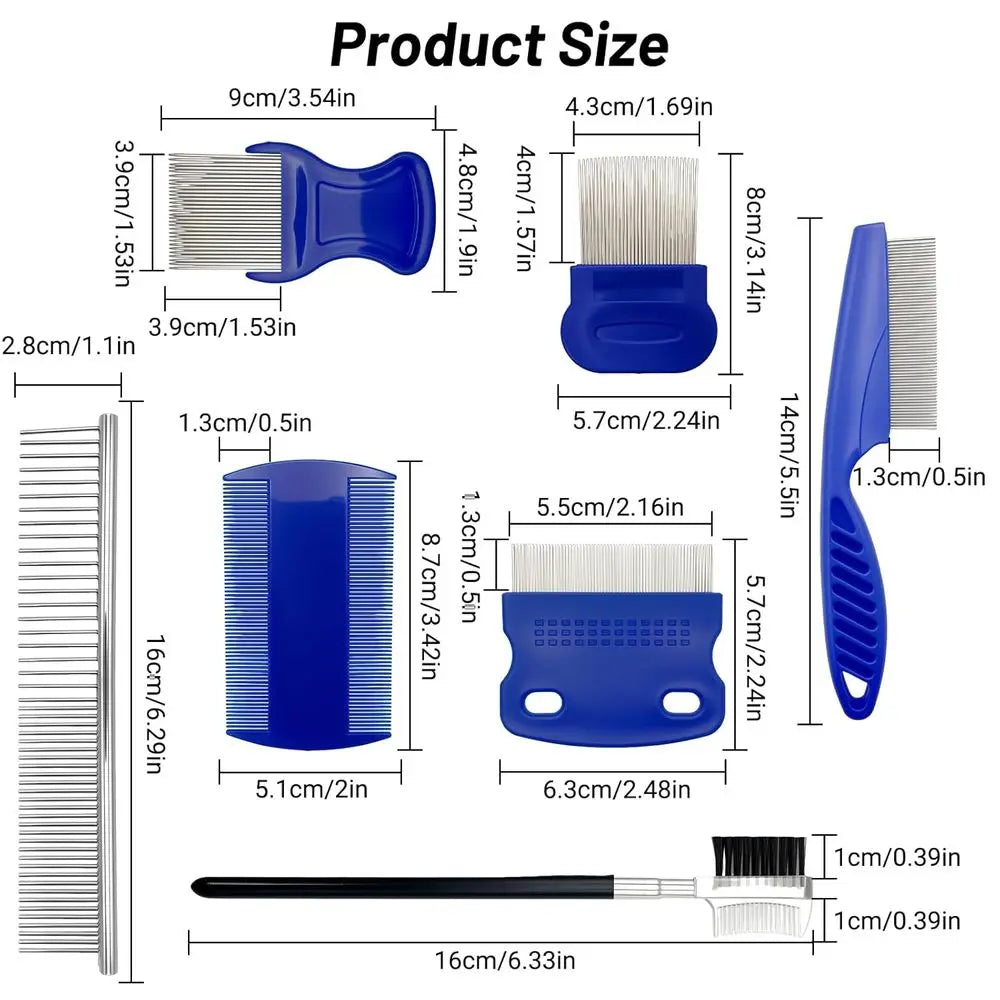 7 Pack Pet Grooming Combs, Stainless Steel & Plastic, Dog Eye Comb & Tear Stain Comb, Small Dogs, Puppy Comb, Tick Comb, Cat Gro