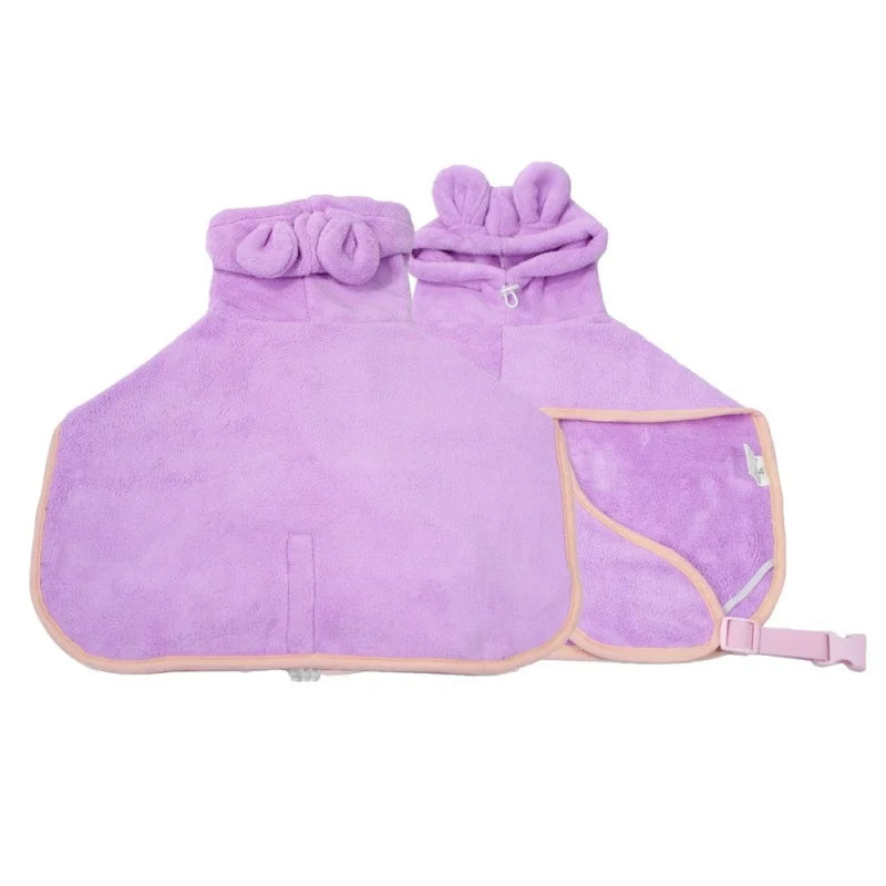 Dog Bathrobe Super Absorbent Microfiber Towel Quick Dry For Pets