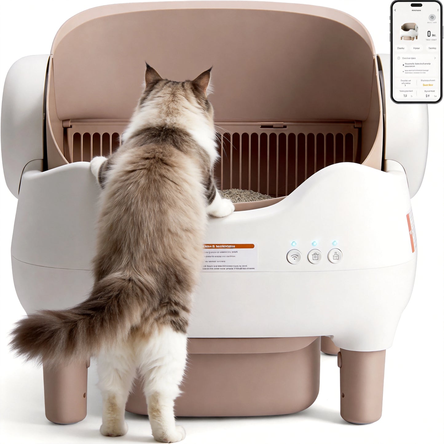 NestPawly Self Cleaning Cat Litter Box With App Control Open Top