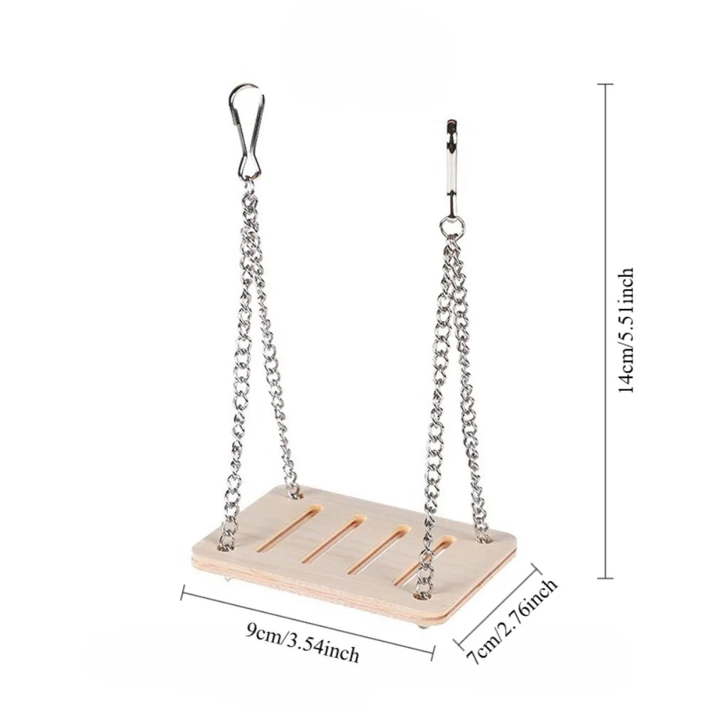 Hamster Wooden Swing Toy For Small Pets Cage Accessories