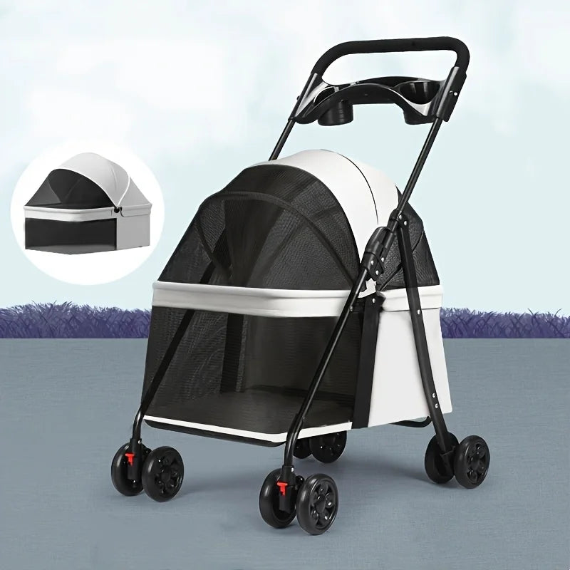 Foldable Pet Stroller 3 In 1 For Small Dogs And Cats