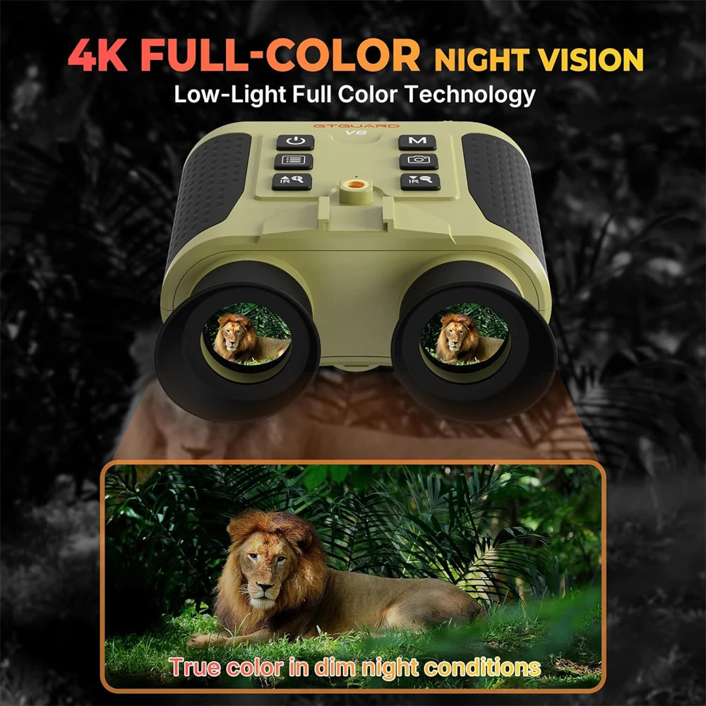 8X Digital Zoom Infrared 4K Night Vision Binoculars Goggles Telescope for Outdoor 300M Full Darkness Take Photos,Record Videos