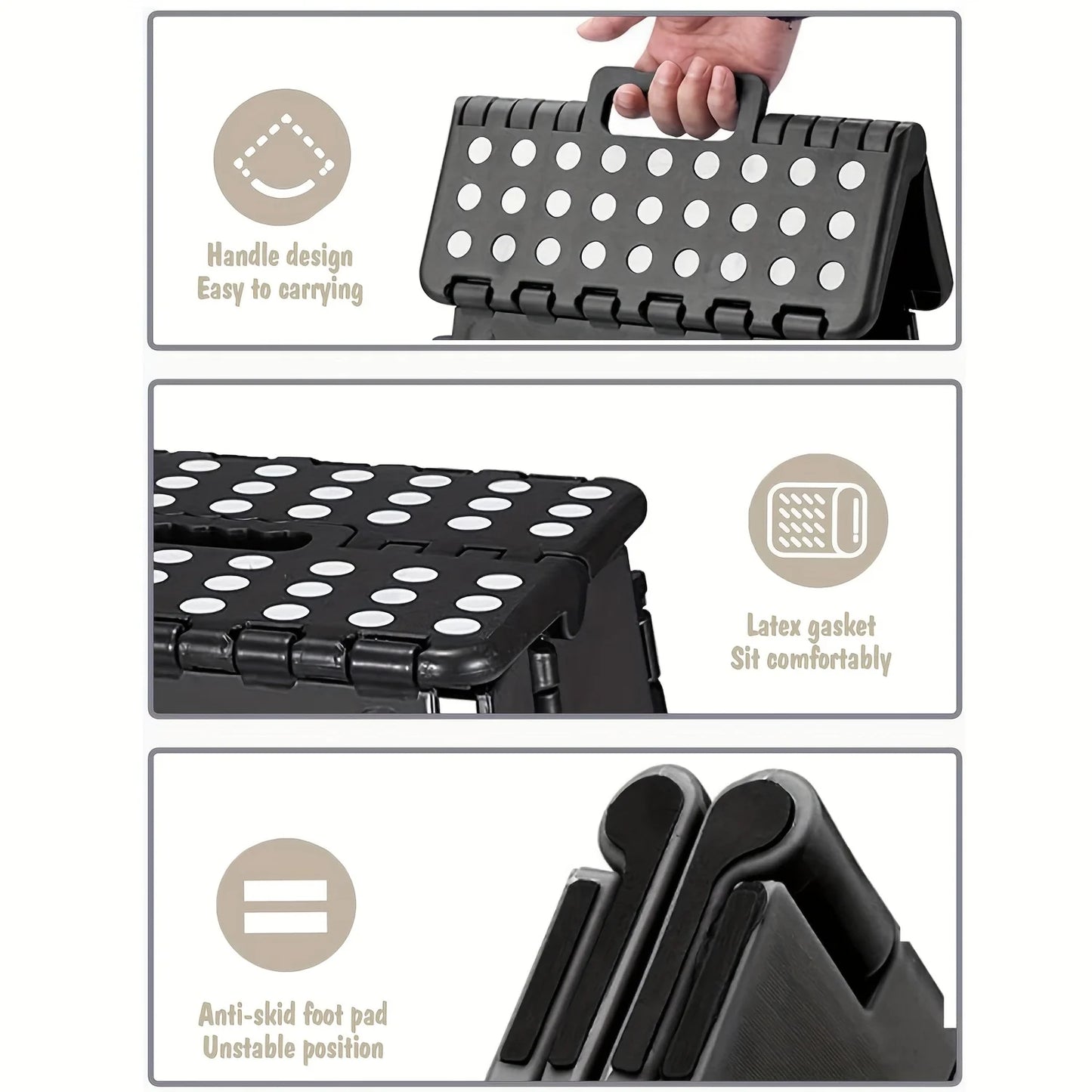 Folding Step Stool With Portable Handle Heavy Duty Plastic
