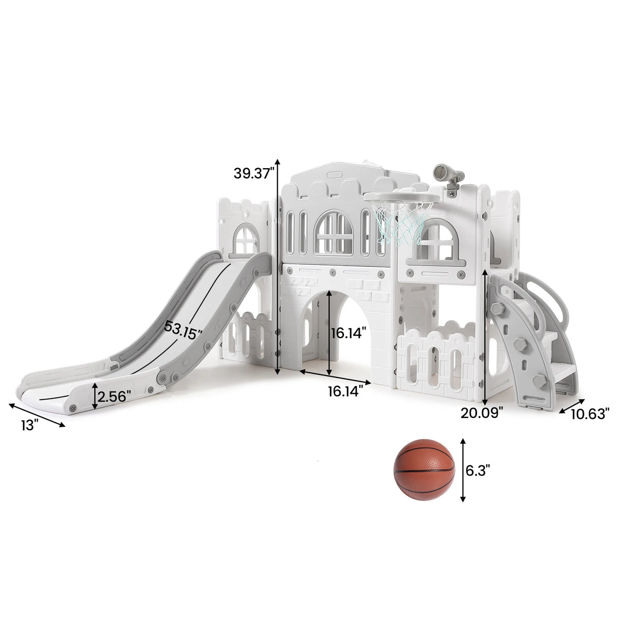 8 in 1 Indoor Toddler Slide with Basketball Hoop