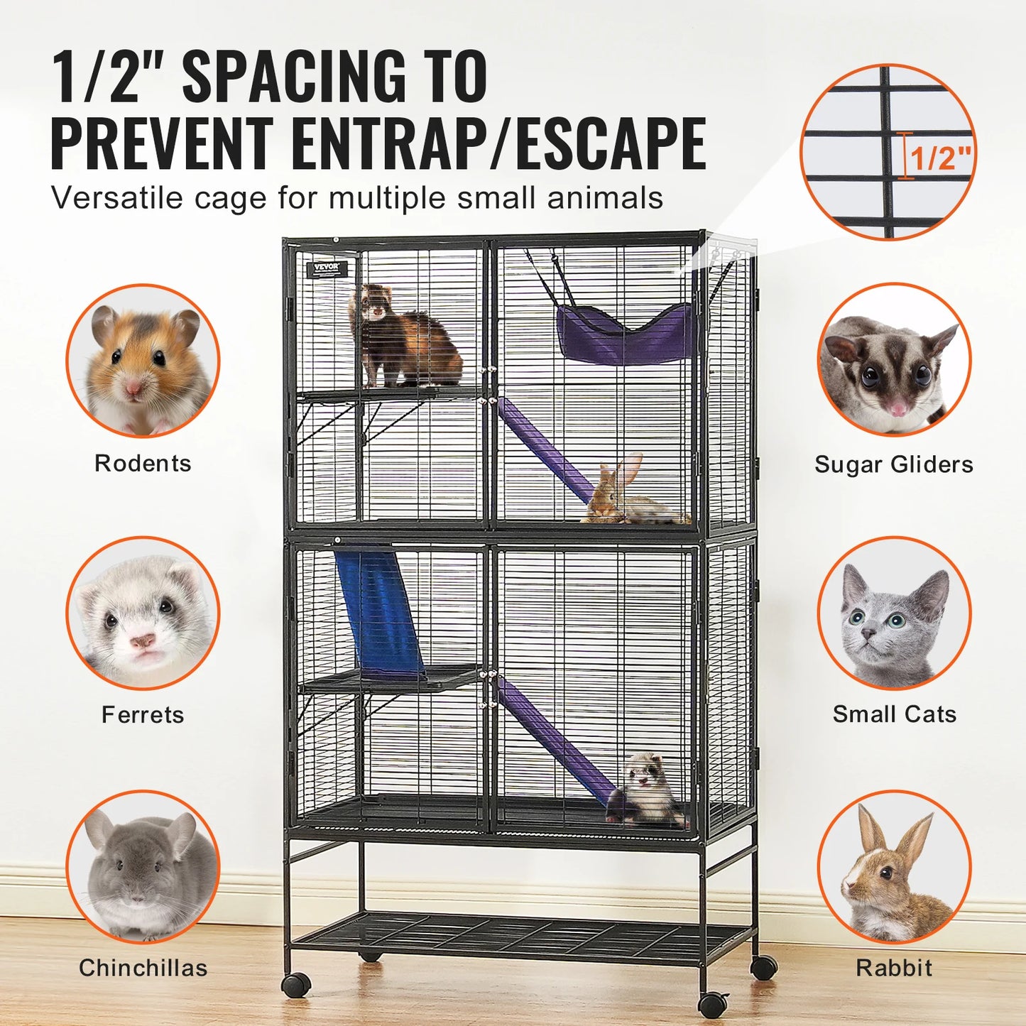SucceBuy Rolling Metal Ferret Cage Four Tier Critter Nation Cage