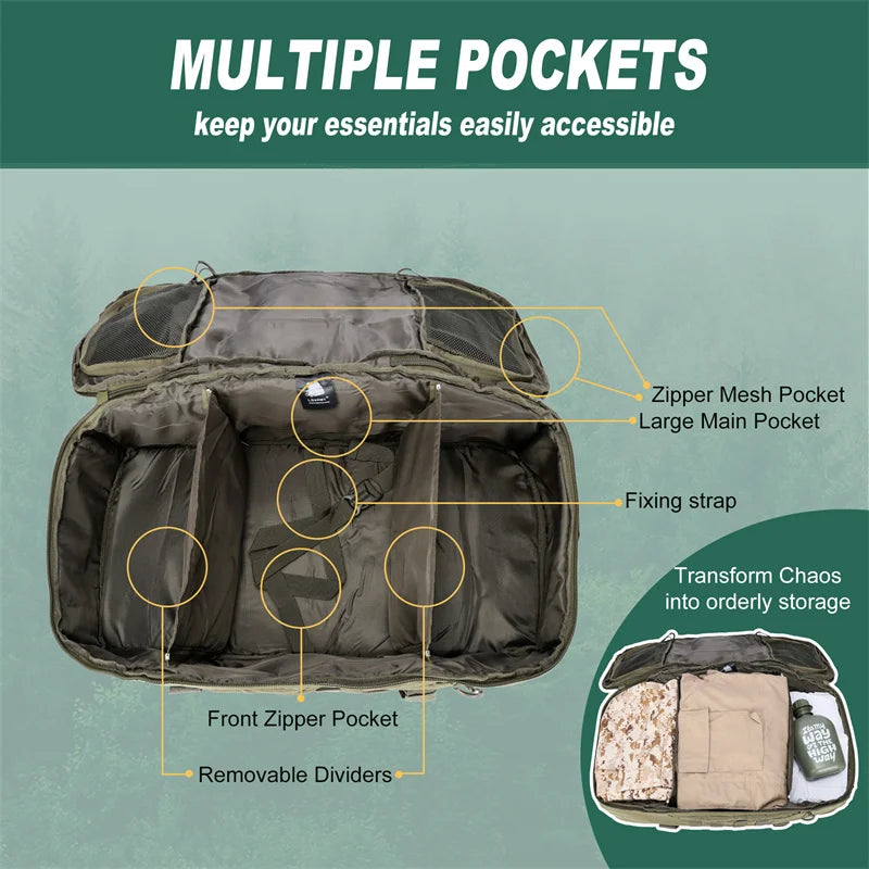 LQARMY Tactical Hiking Backpack with Molle Rucksack
