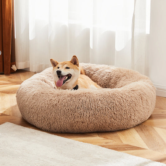 JHK Calming Dog Bed Washable Plush Faux Fur Round Bed